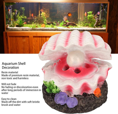 Tnfeeon Aquarium Shell Air Bubbler Decoration, Simulation Artificial Resin Fish Reservoir Ornament
