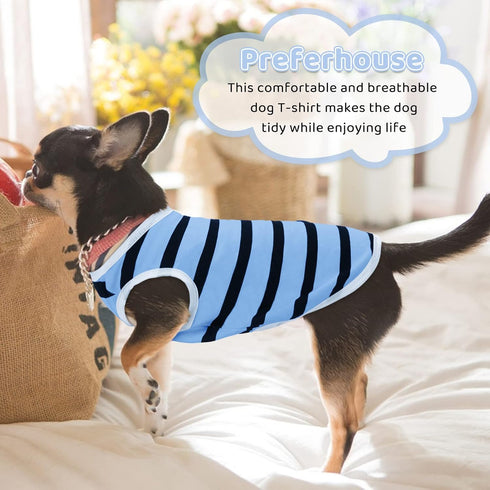 Pet Dog Striped T-Shirt, Cotton Vest for Dogs and Cats, Spring Summer Apparel for Small and Medium Pets