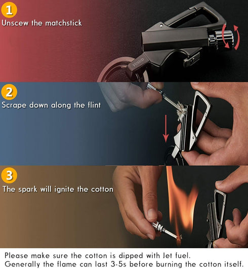 YUSUD Permanent Match, Flint Fire Starter Keychain Lighter with Bottle Opener, Waterproof Survival Matches