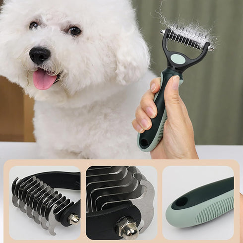 Soghot 8pcs Grooming Brush Kit for Shedding Matted Fur Self-Cleaning with Cat Dog Grooming Scissors Flea Comb Pet