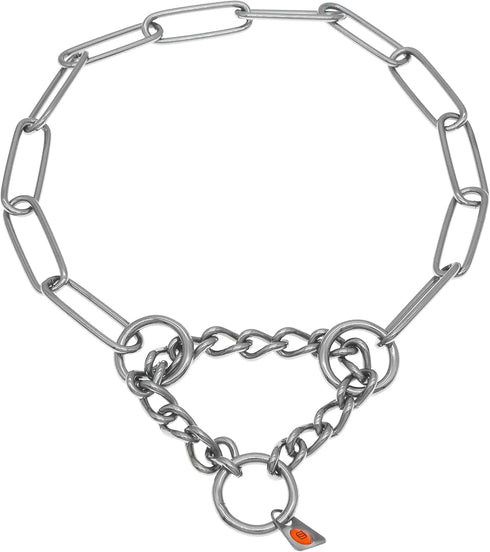 Herm Sprenger Stainless Steel Fur Saver Dog Collar, Long Link Professional Training Collar Assembly Chain for Medium