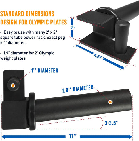 Yes4All J-Hooks 2x2, Weight Holder Attachment 2x2 & Squat Rack Spotter Arms 2x2 / Combo Power Rack Accessories