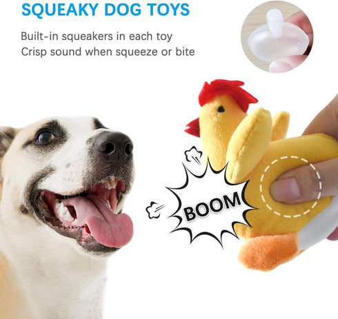 LEGEND SANDY Plush Squeaky Dog Toy Pack - 6 Cute Stuffed Chew Toys for Small & Medium Puppies