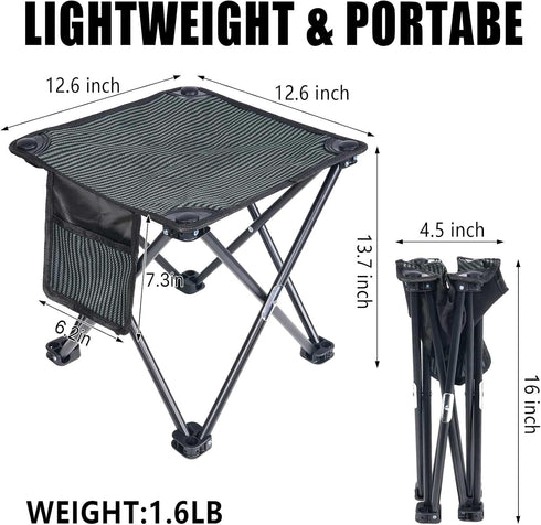 Tevaibo 13.7 Inch Bag(400 LBS Camping Stool Portable, Folding Stool for Outdoor Gardening, Fishing, BBQ, Hiking