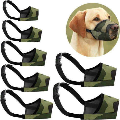 Dog Muzzles Suit, 7 PCS Adjustable Safety Muzzles for Small Medium Large Dogs, Anti-Biting and Anti-Barking (Camouflage)