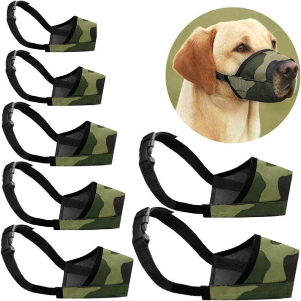 Dog Muzzles Suit, 7 PCS Adjustable Safety Muzzles for Small Medium Large Dogs, Anti-Biting and Anti-Barking (Camouflage)