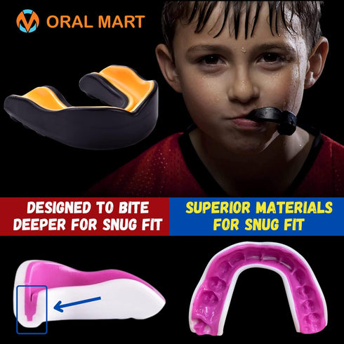 Youth Mouth Guard for Kids (USA Flag & Fangs) - 20 Colors to Choose from - Football, MMA, Rugby, Boxing