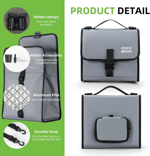 ROCKBROS Bike Bag, 4L-7L Adjustable Capacity Bicycle Bag for Brompton Folding Bike, Waterproof Front Storage Bag