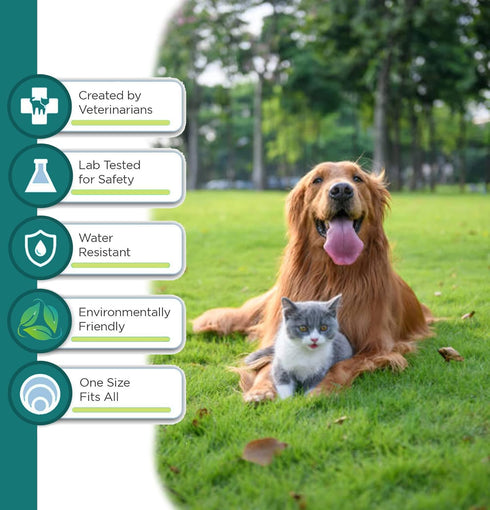 Flea and Tick Collar for Dogs and Cats - Natural Prevention and Control, Waterproof, Free Comb, 2-Pack (13.8 in & 27.5