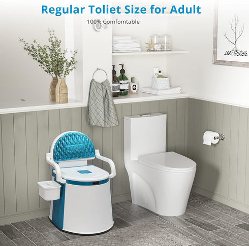 Commode 5 VINGLI Portable Toilet | Back & Handrail Design with Gallon Bucket Inner, Camping RV Toilet for Adult, Kids