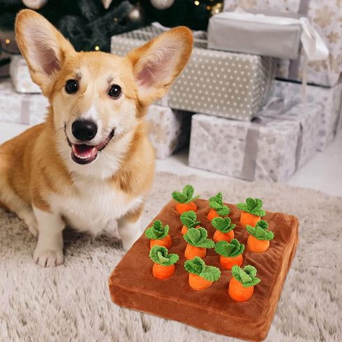 Generic 2 1 Carrot Snuffle Mat for Dogs, Novelty Dog Puzzle Toys Sniff Mat, Interactive Carrot Plush Dog Toys