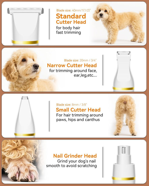 Trimmer, unibono Dog Grooming Kit with Paw All-in-One Low Noise Electric Rechargeable Small Quiet Pet Clippers Foot Dog