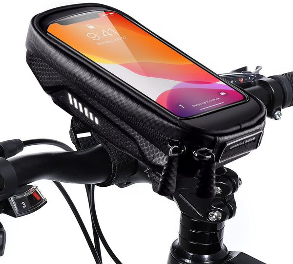 HUANLANG Waterproof Bike Phone Case with Handlebar Mount, Touch Screen Compatible, Fits Phones Below 6.7 inch