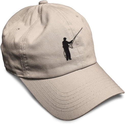 Soft Baseball Cap with Fly Fishing B Embroidery - Cotton Dad Hats for Men & Women