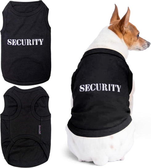 Parisian Pet Dog T-Shirt, 'Security' Embroidered Tank Top, 100% Cotton, 2XL, Machine Washable