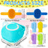 Ponpon 3PCS Dog Bath Brush with 4Pcs Dog Toothbrush, Adjustable Ring Handle Dog Shampoo Brush for Bathing