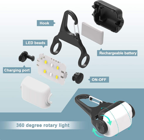 Outopest 3 IP65 Dog Lights for Night Walking, Clip on Dog Collar Light - Modes, USB-C Rechargeable, Waterproof, LED