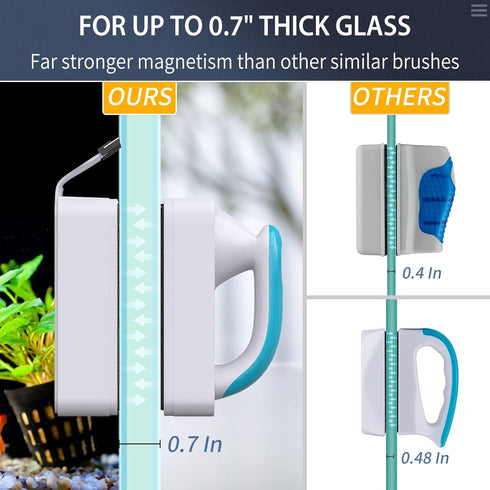 4 Inch Pawfly Aquarium Strong Magnetic Brush Stain Cleaner with Detachable Stainless Steel Scraper and Non-Slip Handle