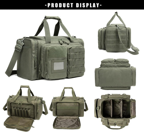 Gun Range Bag for Handguns and Ammo, Tactical Pistol Case Duffle Bags for Shooting Range Sport