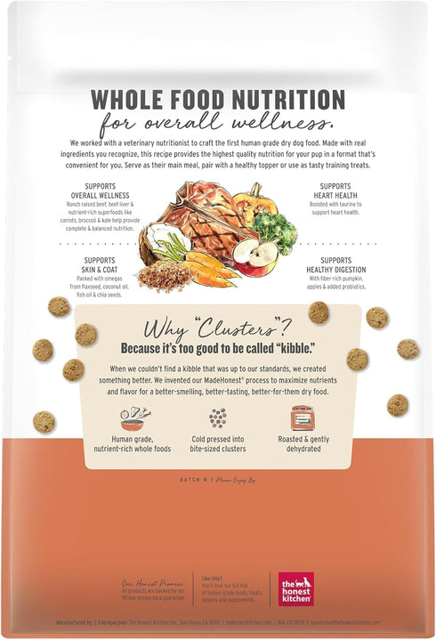 5 lb The Honest Kitchen Human Grade Whole Food Clusters Dry Dog Food - Grain Free Beef Bag