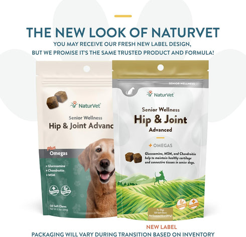 120 NaturVet Senior Wellness Hip & Joint Advanced Plus Omegas | Help Support Your Pets Healthy Hip & Joint Function |