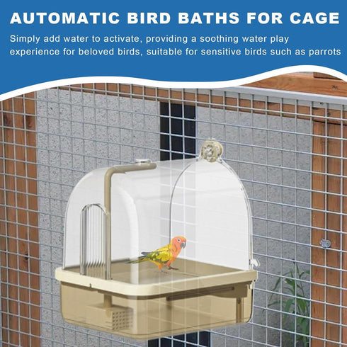 Generic Settings Indoor Bird Cage Bath, Stand Bathtub Perch, Automatic Shower Mode Bird Bath with Chew Proof Material