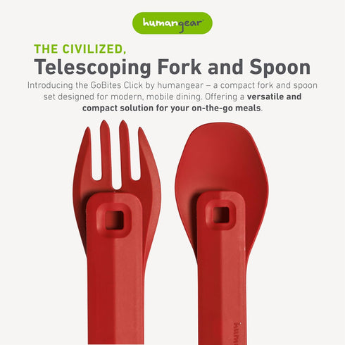 humangear GoBites Click | Travel & Camping Utensils | Portable & Convertible Dining Ware | Collapsable Fork and Spoon by humangear