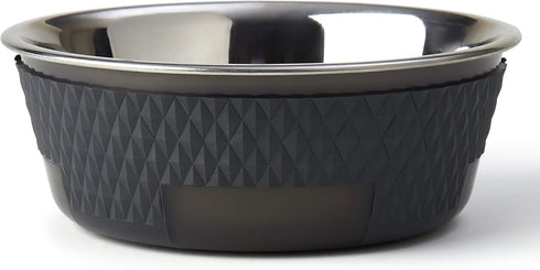 PetRageous Kona 16019 Grey Stainless Steel Non-slip Dog Bowl, 3.75-Cup, 6.75-Inch Diameter, 30-Ounce for Medium and