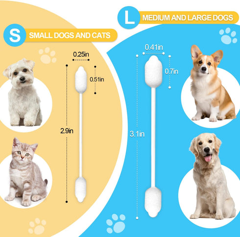 Dog Ear Cleaner, Gourd-shaped Swabs for Safe Ear Canal Cleaning, Designed for Dogs and Cats - Large