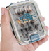 SF Plastic Fly Fishing Box, Waterproof Pocket, Double Side Clear Lid, Easy Grip Black Foam with Lanyard