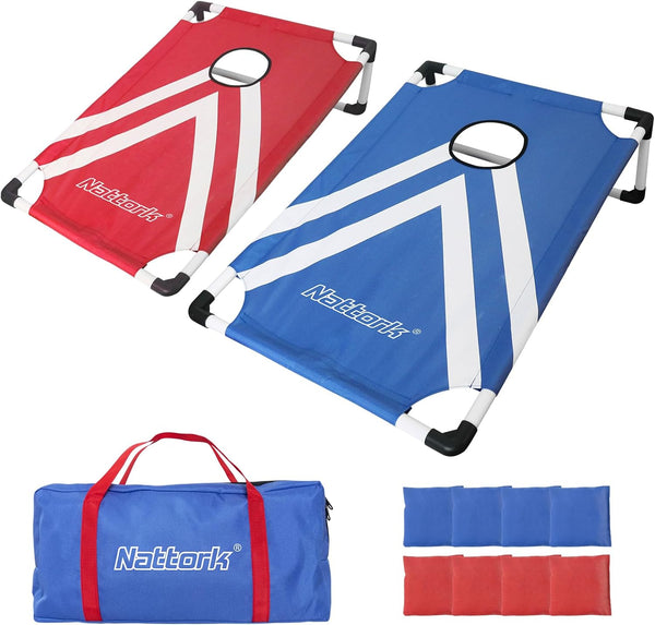Portable Cornhole Set PVC Framed Corn Holes Outdoor Game Set with 2