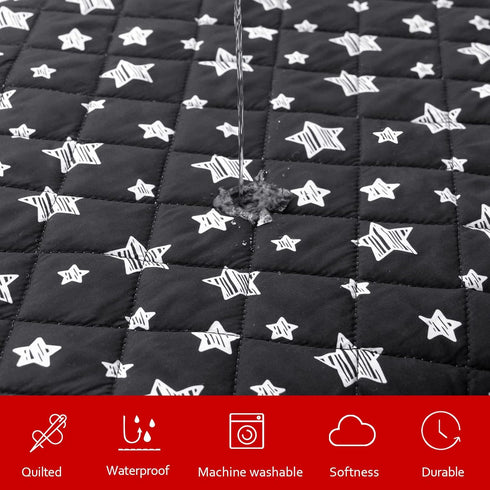 Dog Bed Covers Replacement, Washable Pet Hair Easy to Remove, Waterproof Noiseless Quilted Covers, Lovely Black Star