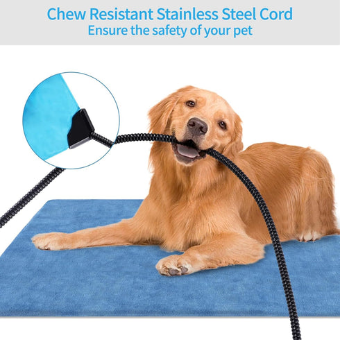 Pet Heating Pad for Dogs, Waterproof Electric Heated Pad Mat for Cats, Chew Resistant Cord, 5 Timer Levels, 15.7x27.5