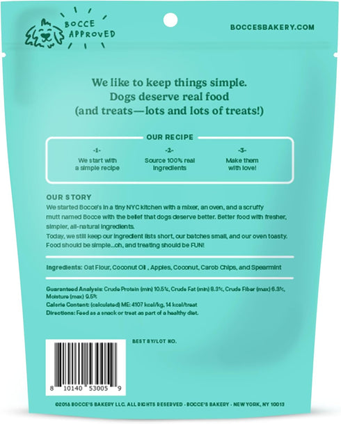 Bocce's Bakery Coconut Macaroon Treats for Dogs, Wheat-Free Everyday Dog Treats, Made with Real Ingredients, Baked in The USA, All-Natural Coconut, Carob & Mint Crunchy Biscuits, 5 oz