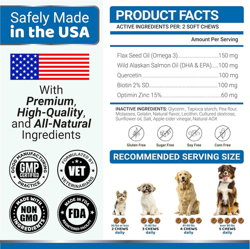 (2-Pack) Omega 3 Fish Oil for Dogs - Skin and Coat Supplement - Allergy Support - Dog Anti Shedding Treats - Salmon
