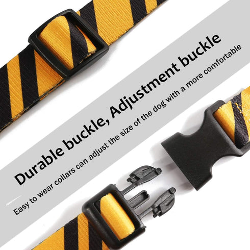 2PCS Adjustable Halloween Dog Collar with Wizard School Printing and Funny Leash for Medium Pets (Yellow, Medium)