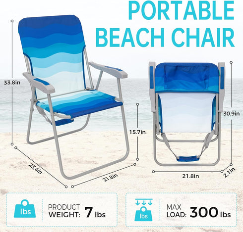 300lbs #WEJOY Folding Beach Chair for Adults, Lightweight Beach Chair with Shoulder Straps, High Back Camping Chairs