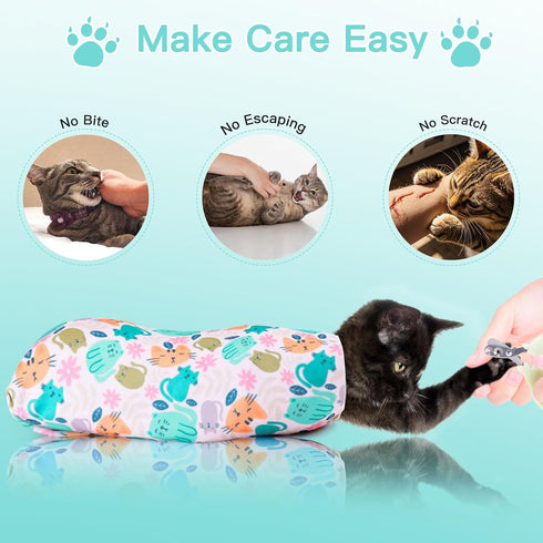 33.5" 6-18 lbs Cat Wrap for Grooming, Maximum, Self-Adherent Soft Cat Blanket for Nail Clipping, Anti-Scratch-Escape