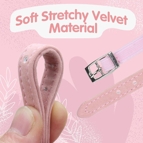 BINGPET Diamond Cat Collar, Adjustable Soft Velvet Leather Kitten Collar with Crystal Heart Charm, Pink