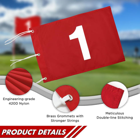KINGTOP Golf Flag 20x14 Inch - Standard Putting Green Flags, 420D Nylon with Brass Grommets