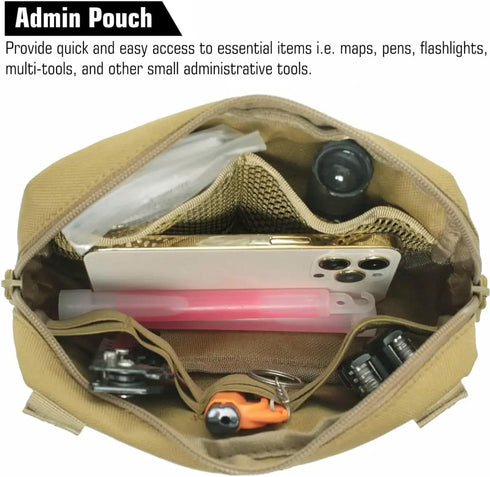 Tactical Molle Pouch, Multi-Purpose EDC Admin Utility Pouch for Outdoor, Hunting, Traveling, Hiking