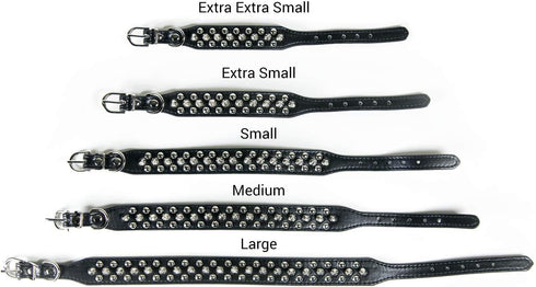 Spiked Dog Collar / Cat Collar, Studded Vegan Leather Pet Collar for Dogs and Cats (L, Black)