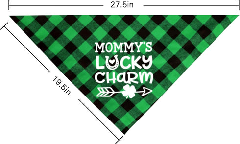 St. Patrick's Day Dog Bandana - Holiday Buffalo Plaid Scarfs for Small, Medium, Large Dogs