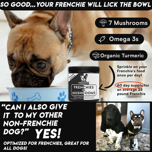 Optimized Mushroom Supplement for Dogs with Turkey Tail, Omega-3, Organic Turmeric – Super Food Topper for Immune