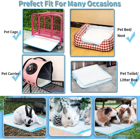 Chinchilla (20PC, Rabbit Pee Pads Disposable Cage Liners Absorbent Leak-Proof Diaper Mat Small Animal Toilet Potty