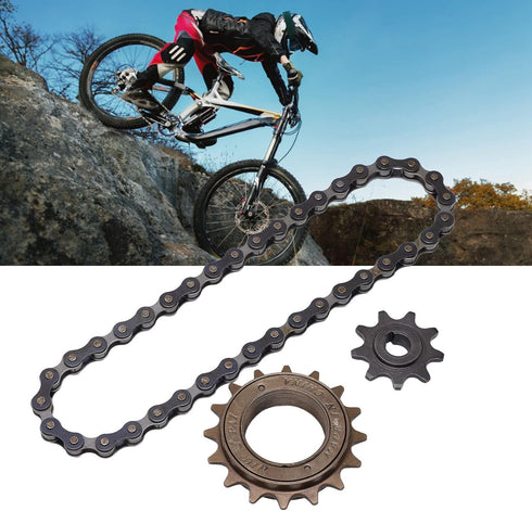 VBESTLIFE Freewheel Chain Kit, 16 Tooth Freewheel 9 Tooth Sprocket 38 Section Chain Kit for Mountain Bike