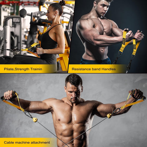 Gym Equipment Cable Attachments for Home Workout, Heavy Duty Exercise Handle for Weight Strength Trainer