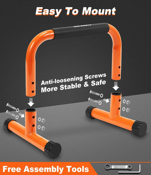 TABEKE Push Up Bar, 12" High Parallettes Bars & Dip Bar with Foam Handles, No Wobbling Calisthenics Equipment