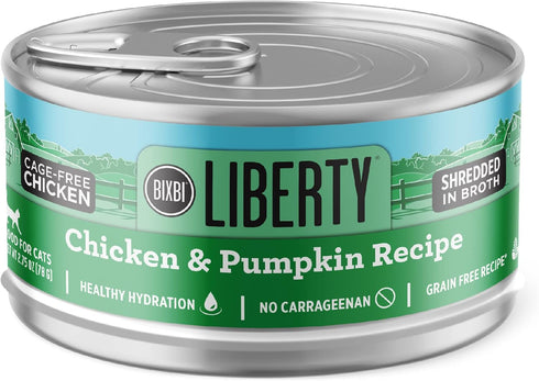 BIXBI Liberty Grain Free Canned Wet Cat Food, Chicken & Pumpkin Recipe in Broth, 2.75 oz (Pack of 24)