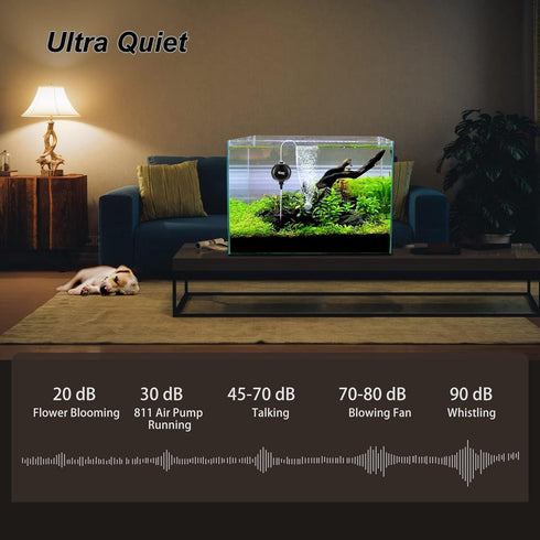 hygger Quiet Mini Air Pump for Aquarium, 1.5 Watt Oxygen Fish Pump for 1-15 Gallon Tank, Black